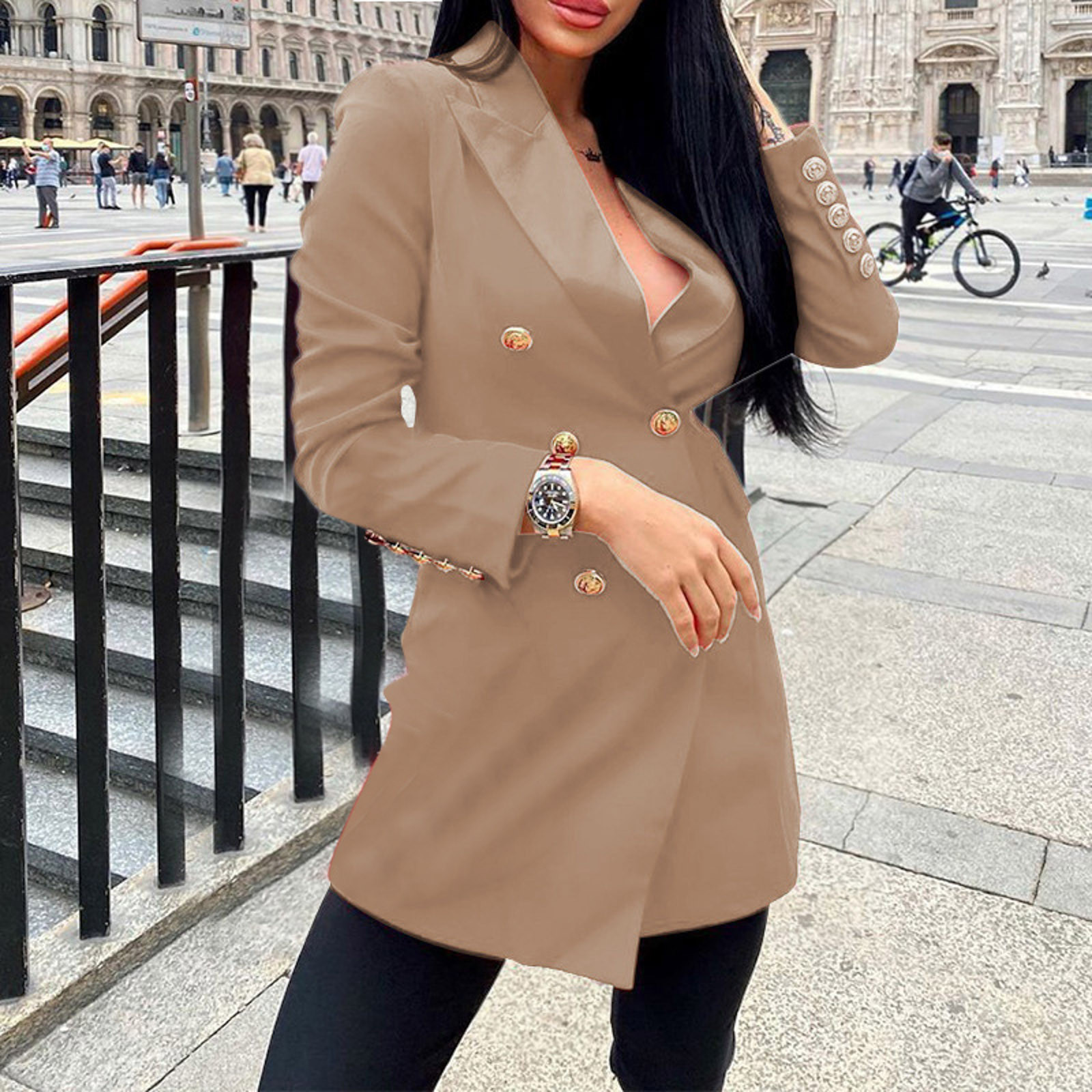 shenzhenyubairong Monogrammed Vest Womens Casual Light Weight Thin Long Jacket Coat Long Sleeve Button Down Chest Pocketed Coats Buttons Blazer Womens